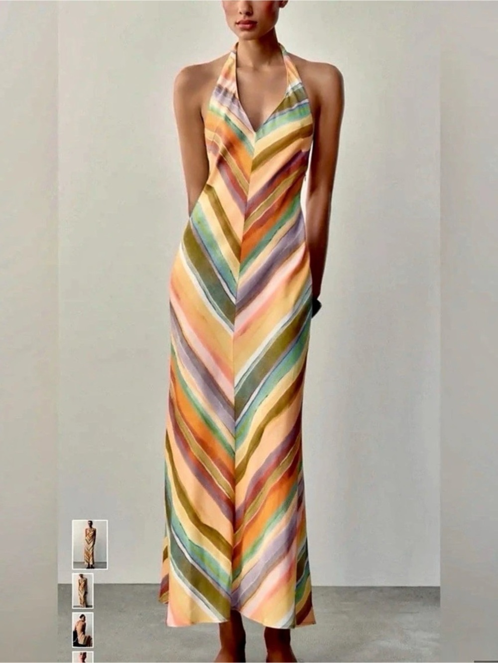 Zara Striped Long Dress Maxi Dress Multicolor